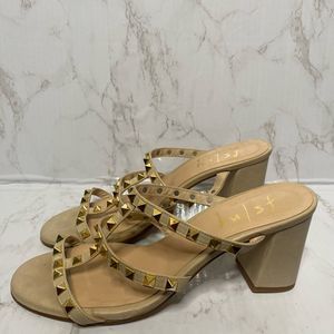 Tuckernuck FSLNY - French Sole Heels Studded Block Heel Sandals Tan Size 9